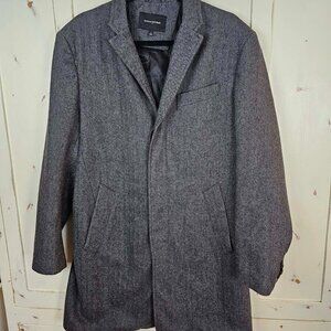Banana Republic Gray Herringbone Wool Blend Coat Size L Classic Overcoat
